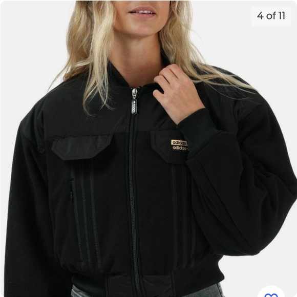 Adidas Black Warm Bomber Jacket M - Picture 5 of 11